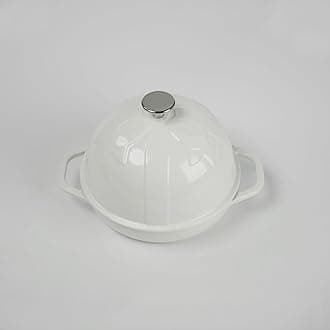 HAWOK Cast Iron Bread Oven with Cloche Lid, Dia. 7.8inch/20cm, Sourdough Baking Pan Enameled White (099026)
