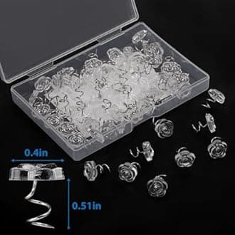 Attmu 30 Pcs Upholstery Tacks Headliner Pins Clear Heads Twist Pins Holders Bed Skirt Screws for Slipcovers and Bedskirts, 0.5 Inches Bed Skirt Pins