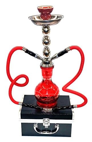 Hookah Diamond Cut RED 2 Hose 17" with Case