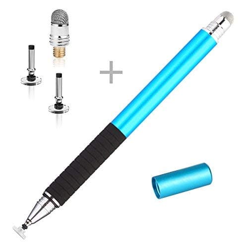 MINGRU Fine Tip Stylus Pen,2 in 1 Capacitive Disc Stylus Gel Combo 1 Pc with 2 Replaceable Disc Tips and 1 Replacement Fiber Tip for Touch Screen Tablets Samsung/Kindle/iPhone/iPad
