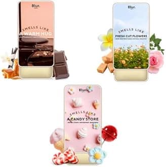 Blur India Solid Perfume | Fresh Cut Flowers+Warm Hug+Candy Store Fragrance | Alcohol Free | Perfume Primer | Safe For Skin | Pack of 3