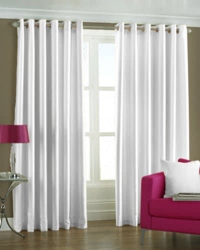Exporthub 2 Piece Eyelet Polyester Window Curtains Set, 5ft, White