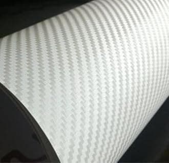 White 3D Carbon Fiber Film Twill Weave Vinyl Sheet Roll Wrap (24" X 60", White)