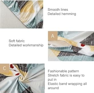 Nordic Style Couch Cover Furniture Protection Soft Full Coverage, Polyester Fabric Stretch Breathable Sofa Covers Washable to 1/2/3/4 Seat Sofas(Cushion cover*2,Leaf B)