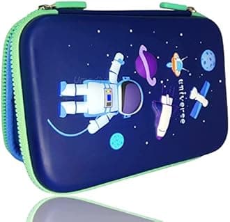 Branded 3D Space Design Embossed Eva Cover Pencil Case With Compartments, School Supply Organizer For Students, Stationery Box, Cosmetic Zip Pouch Bag (1 Unit, Canvas, Multicolor)