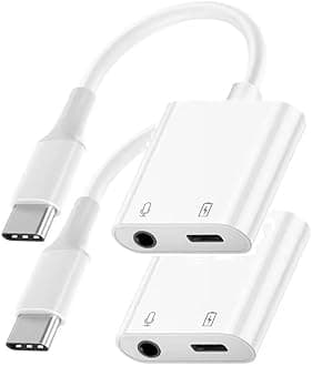 [MFi Certified] iPhone 15 Headphone Adapter, 2 Pack USB C to 3.5 mm Headphones/Earphones Aux Audio + PD Charger Jack Adapter Splitter Dongle for iPhone 15/15 Pro/15 Pro Max/15 Plus, iPad Pro
