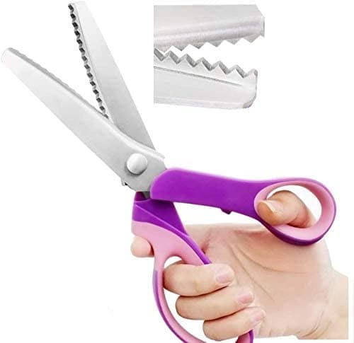 Zig Zag Pinking Shears Scissors for Fabric, Premium Zig Zag Scissors Made of 100% Stainless Steel, Ideal Craft Decorative Edge Sewing Pinking Shears for Fabric Cutting (9.25-inch)