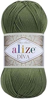 Alize Diva Silk Effect 100% Microfiber Acrylic Yarn 1 Ball skeins 100gr 383yds Color (79 - Basil)