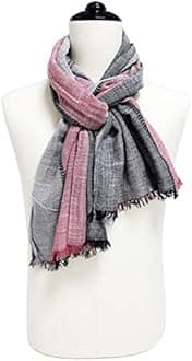 GERINLY Color Block Scarf for Men Long Neck Wraps Shawl Urbanstyle Scarf Gift for Men (Black Marroon Gray)