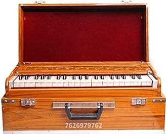 Folding(Portable) Harmonium Total 42 Keys,Deluxe Portable Harmonium, Natural, 2 Reeds, 3.5 Octaves, Coupler
