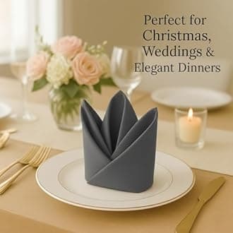 LivinEase Cotton Cloth Napkins Set of 12-100% Cotton 46 x 46 cm Reusable Oversized Dinner Napkins -Heavy Weight Hotel Quality Pure Fabric -Ideal for Home Use & Events (Charcoal)