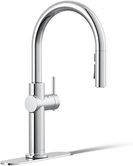 KOHLER 22974-WB-CP Crue Touchless and Voice Activated Kitchen Sink Faucet with Pull Down Sprayer, Motion Sensor, Hands Free Kitchen Faucet, Polished Chrome