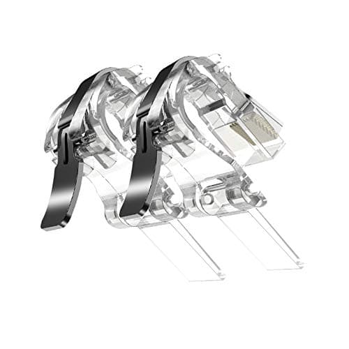 Mobile Game Controller for PUBG,Sensitive Metallic Aim and Fire Buttons 1L1R Black Joysticks (Clear)