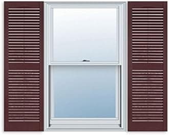 Exterior Solutions Standard Louver Exterior Vinyl Shutter, Burgundy (Pair), 15 Inch x 59 Inch
