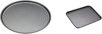 Master Class KCMCCB14 Crusty Bake Perforated Pizza Tray with PFOA Non Stick, Robust 1 mm Carbon Steel, 32 cm, Grey & MasterClass Non-Stick Baking Tray, Carbon, Grey, 24 x 18cm