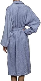 Superior Unisex Egyptian Terry Cotton Medium Bath Robe, Blue, Long-Staple Combed