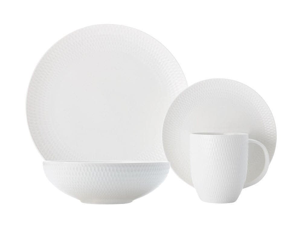 Maxwell & Williams White Basics Diamonds 16 Piece Dinner Set in Gift Box, Porcelain, White