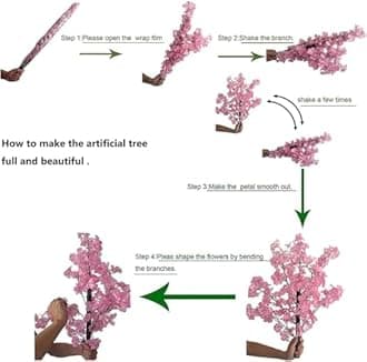 Cherry Blossom Tree Artificial Cherry Blossom Trees Fake Cherry Blossom Tree Indoor Outdoor Home Office Party Wedding,A,301x301cm/9.8x9.8ft