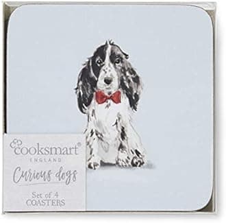 Cooksmart Pack of 4 Drink Coasters | British Designed Eco Cork Drinks Coasters For Modern Homes | Coasters For Drinks For All Types of Cups & Mugs - Curious Dogs