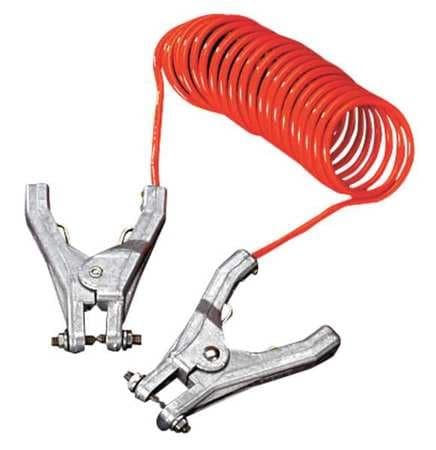 Coiled Grounding Wire, Clamp, 10 ft.