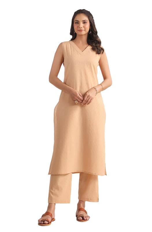 Janasya Women's Cotton Self Design Regular Kurta set