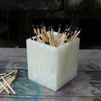 Natural Light Green Onyx Toothbrush Holders for Bathroom, Marble Makeup Brush Holder Countertop Organizer