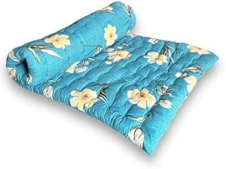 Soft Cotton Quilt Foldable Mattress - Lightweight, Firm Single Gadda | 3D Design Print, 72x36 Inches (3x6 ft) | Portable for Picnic, 1 Sleeping Capacity (Blue Teal Floral Mattress)