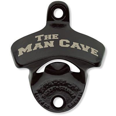 The Man Cave, on Black, Bottle Opener