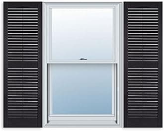 Exterior Solutions Standard Louver Exterior Vinyl Shutter, Black (Pair), 15 Inch x 59 Inch