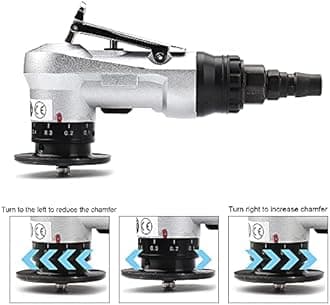 SI FANG Mini Pneumatic Chamfering Tool with Replace Blades Inserts and Bearings, 45 Degree Air Chamfer Deburring Tool, Portable Chamfering Machine for Metal C0.1-2/R1.5 Angle Quick Trimming Beveling