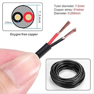 14 Gauge 2 Conductor Electrical Wire 14 AWG Wire Stranded PVC Cord Oxygen-Free Copper Cable 200FT/61M for Outdoor Lighting Automotive Battery Solar Panel (14/2AWG-200FT)