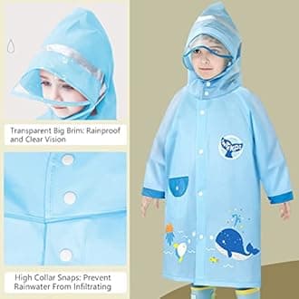 Kids Raincoat Toddler Rain Poncho Girls Boys Rain Coat Hooded Waterproof Rain Jacket Children Rain Suit 2-8 Years
