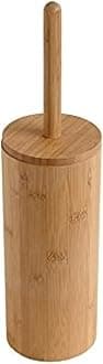 Woodluv Round Natural Bamboo Wood Toilet Brush & Holder
