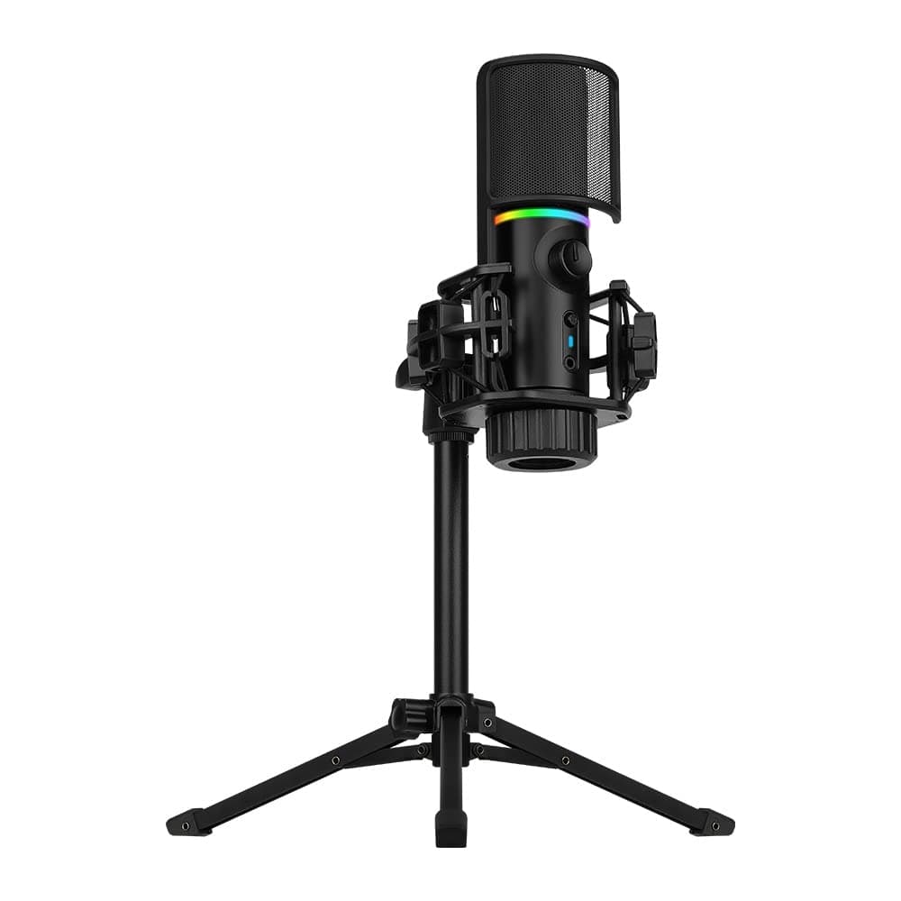 Streamplify MIC TRIPOD | USB Microphone with Cardioid Pick-Up Pattern, Pop Filter, Two Audio Modes, Adjustable Tripod, and RGB Lighting