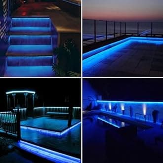 10m LED Strips Lights Blue, 220V- 240V Ribbon SMD 5050 60leds/m Rope Lighting, IP65 Waterproof, No Self Adhesive, DIY Home Kitchen Bar Decking Holiday Christmas Indoor Decoration