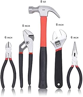 FASTPRO 236-Piece Home Repairing Tool Set, Mechanics Hand Tool Kit with 12-Inch Wide Mouth Open Storage Bag, Household Tool Set for DIY, Home Maintenance, Red