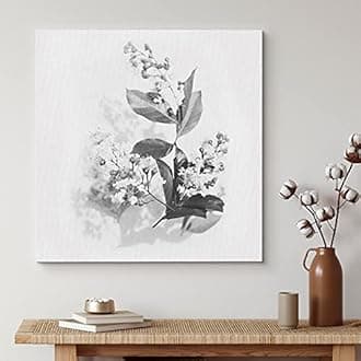 wall26 Canvas Print Wall Art Black & White Small Flower Blossoms Nature Wilderness Photography Realism Chic Scenic Relax/Calm Multicolor for Living Room, Bedroom, Office - 24"x24"