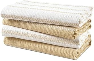 Kitchen Towels Set - Pack of 4 Cotton Dish Towels for Drying Dishes, 18”x 28”, Kitchen Hand Towels, Absorbent Tea Towels, Premium Dish Towels for Kitchen, Quick Drying Kitchen Towel Set - Beige
