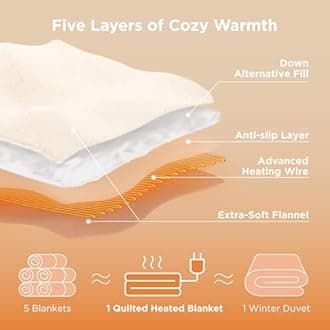 Bedsure Electric Blanket Queen Size - Dual Control Heated Weighted Blanket Queen with 10 Heat Settings, Fast Heating with 10 Time Settings (84x90 inches, Ivory)