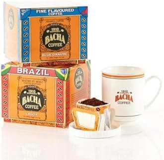 Bacha Coffee Lagoa and Blue Danube 100% Arabica Beans Specialty Coffee Bag Gift Box Bundle