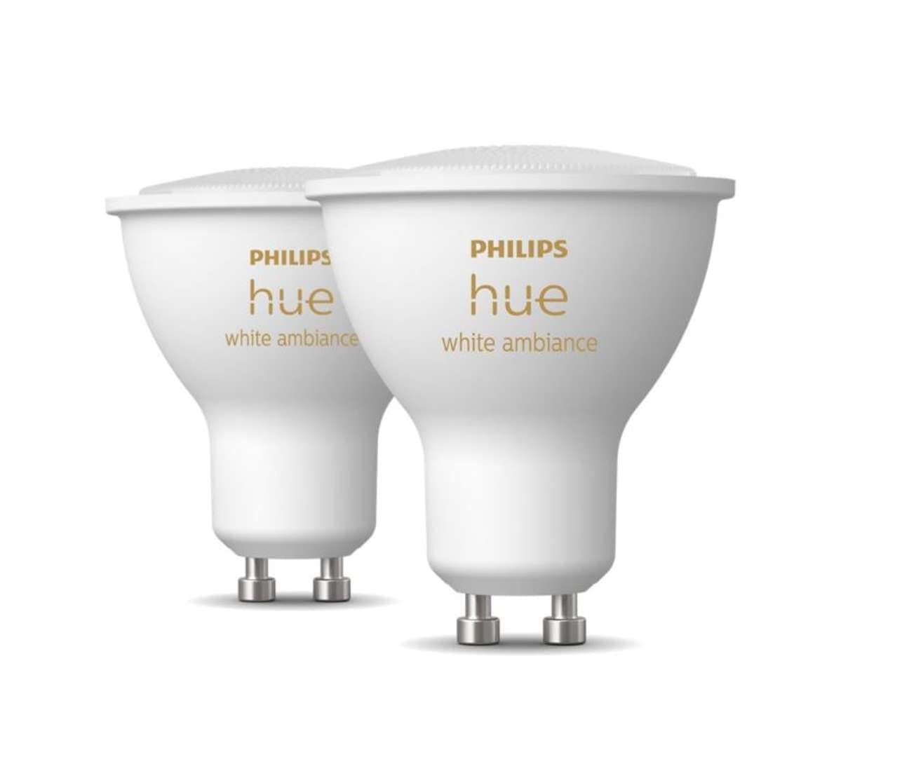Philips Hue White Ambiance Smart Light Bulb 2 Pack [GU10 Spot] With Bluetooth. Works with Alexa, Google Assistant and Apple Homekit.