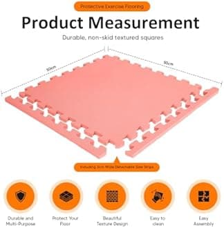 Gym Flooring Mat, EVA Foam Exercise Mats, Interlocking Non-Slip Sport Mats, Home Workout, Kids Playmat, Pet Mats and Protective Swimming Pool, Hot Tub Outdoor Underlay Matting 50cm x 9