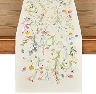 Artoid Mode Wildflowers Bloom Flowers Spring Table Runner, Seasonal Summer Floral Kitchen Dining Table Decoration for Home Party Decor 13x36 Inch