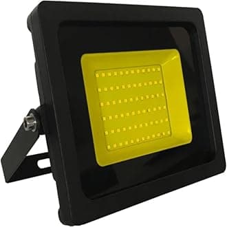 50W Yellow LED Slimline Floodlight, Waterproof Outdoor Light, IP65 Rated Focus Light for Medium Gardens & Commercial Effect Lighting, Energy-Efficient A+, 400W Equivalent with 120-Degree Beam Angle