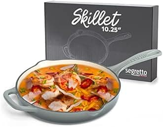 Segretto Cookware Enameled Cast Iron Skillet, 10.25-IN Grigio Scuro (Gradient Gray) Enamel Skillet Pan, No Seasoning Required and Cast Iron Frying Pan