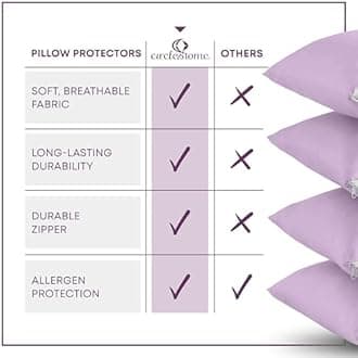 Pillow Covers with Zipper King Size - 2 Pack - 100% Cotton Soft and Breatheable Pillow Protectors - Protects Pillows from Dirt, Dust and Debris - Lavender