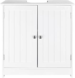 Bathroom Storage Sink Cabinet, Bathroom Storage Cabinet with 2 Doors, Pedestal Under Sink Space Saver Organizer with Internal Shelf,White