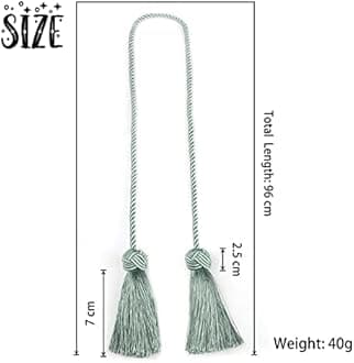 BEL AVENIR 4 Pack Curtain Tiebacks Handmade Decorative Curtain Holdbacks Rope with Tassel (Light Blue)