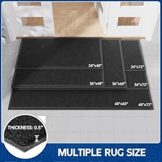 Sturdy Front Door Mat Indoor Outdoor Entrance, 60" x 36" All-Season Trap Dirt and Moisture Welcome Mat, Fade Resistant, Waterproof Easy Clean Low Profile Outside Mat for Entryway (Black)