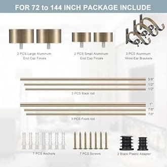 Lwiiom Double Blackout Curtain Rods 72 to 144 Inches (6-12 Feet),1-Inches Front and 5/8 Inches Back Adjustable End Cap Double Window Drapery Rod for Drapes and Curtains,Antique Bronze